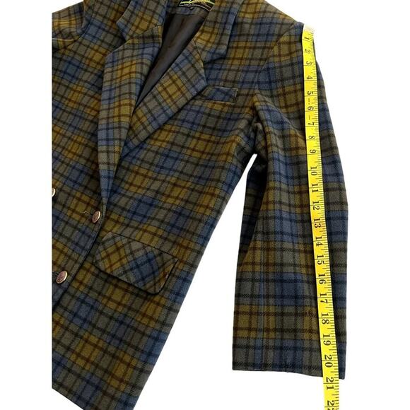 Vintage Cashmere and Wool Plaid Blazer Jacket 40 Made in Italy Preppy Academia - Picture 6 of 9